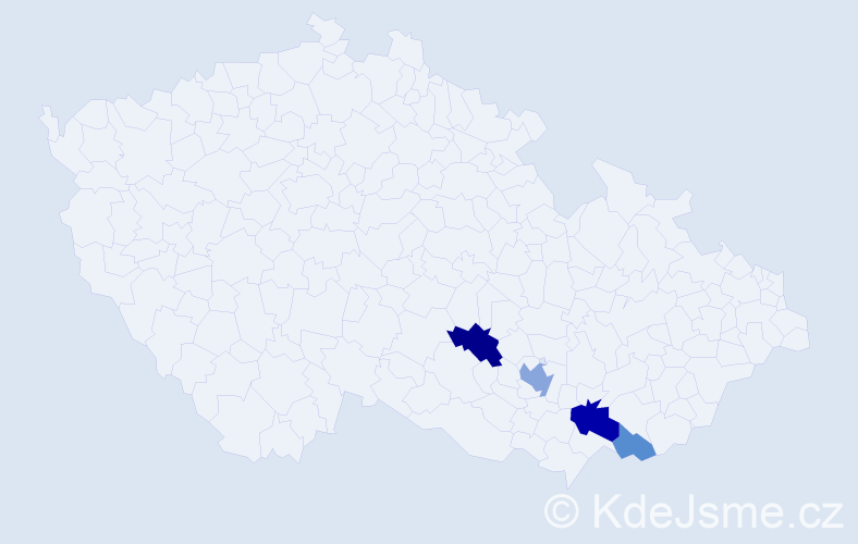 Příjmení: 'Vachút', počet výskytů 9 v celé ČR