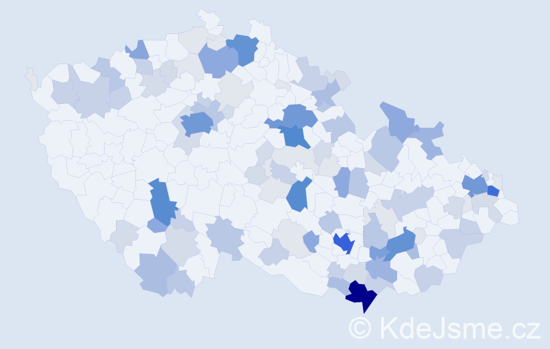 Příjmení: 'Danihel', počet výskytů 404 v celé ČR