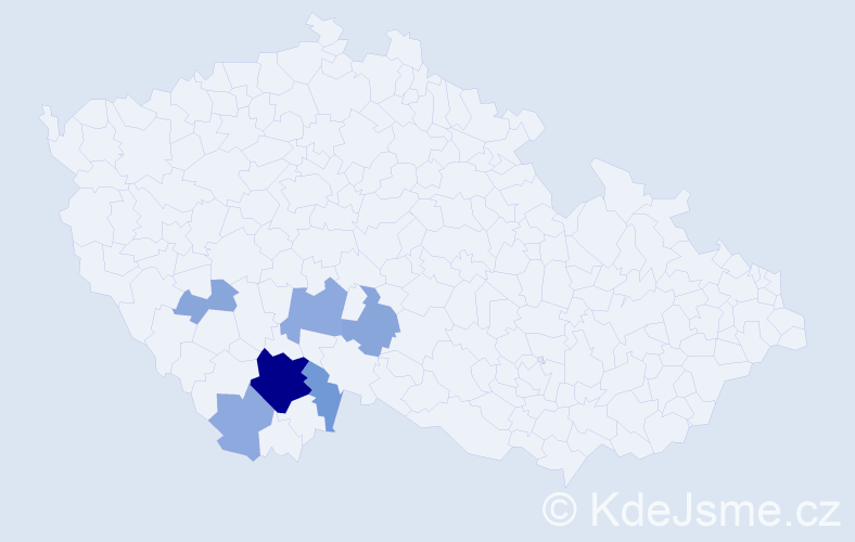 Příjmení: 'Vyžral', počet výskytů 20 v celé ČR