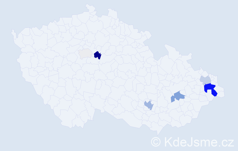 Příjmení: 'Morisáková', počet výskytů 18 v celé ČR