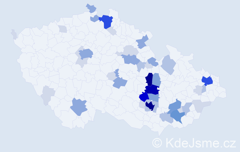 Příjmení: 'Cvrkal', počet výskytů 156 v celé ČR