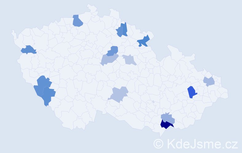 Příjmení: 'Leskovská', počet výskytů 28 v celé ČR