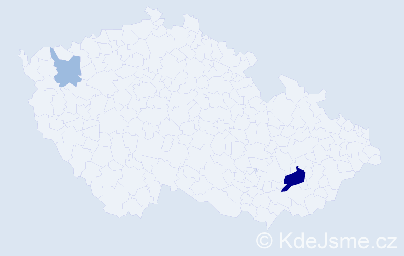 Příjmení: 'Pajgrová', počet výskytů 5 v celé ČR