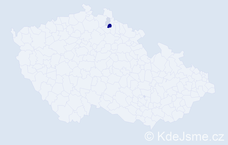 Příjmení: 'Tribuček', počet výskytů 5 v celé ČR