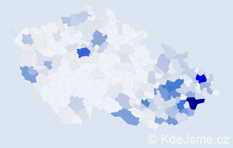 Příjmení: 'Hrbáček', počet výskytů 970 v celé ČR