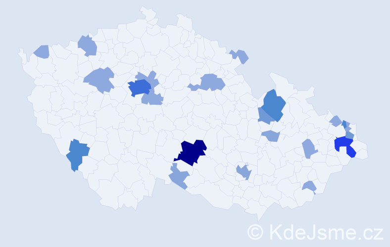 Příjmení: 'Masláková', počet výskytů 55 v celé ČR