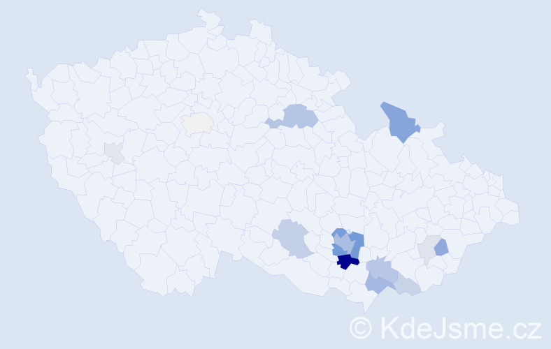 Příjmení: 'Langášek', počet výskytů 46 v celé ČR