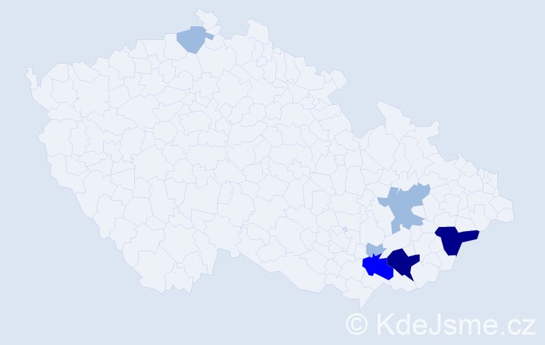 Příjmení: 'Chamraďová', počet výskytů 15 v celé ČR