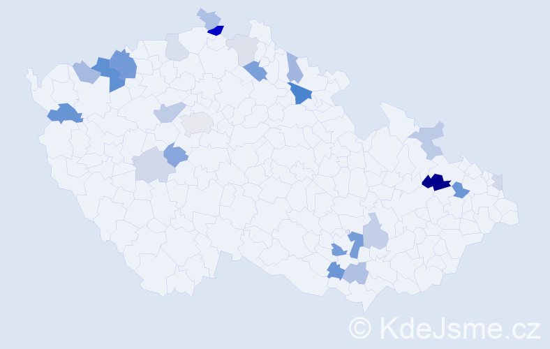 Příjmení: 'Durecová', počet výskytů 46 v celé ČR