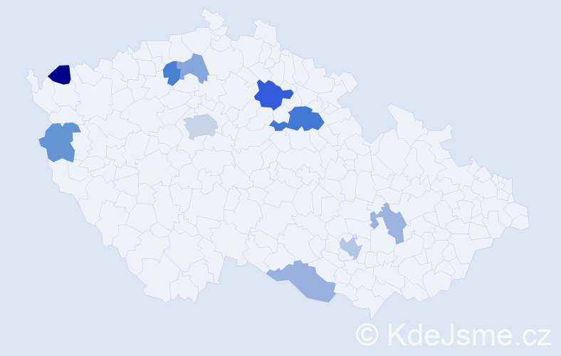 Příjmení: 'Peregrin', počet výskytů 18 v celé ČR