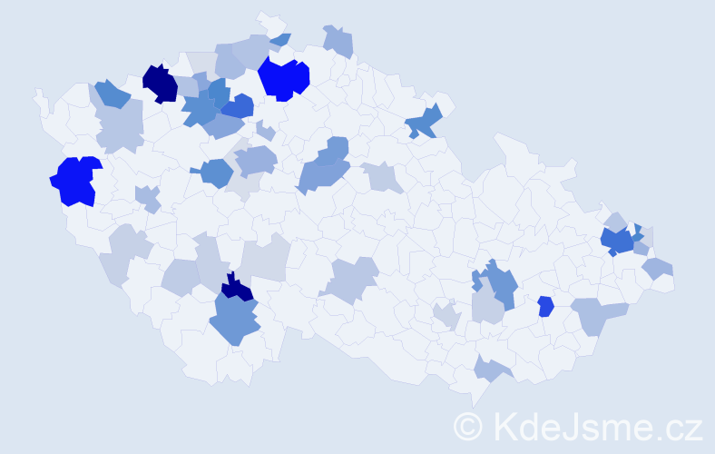 Příjmení: 'Marcin', počet výskytů 186 v celé ČR