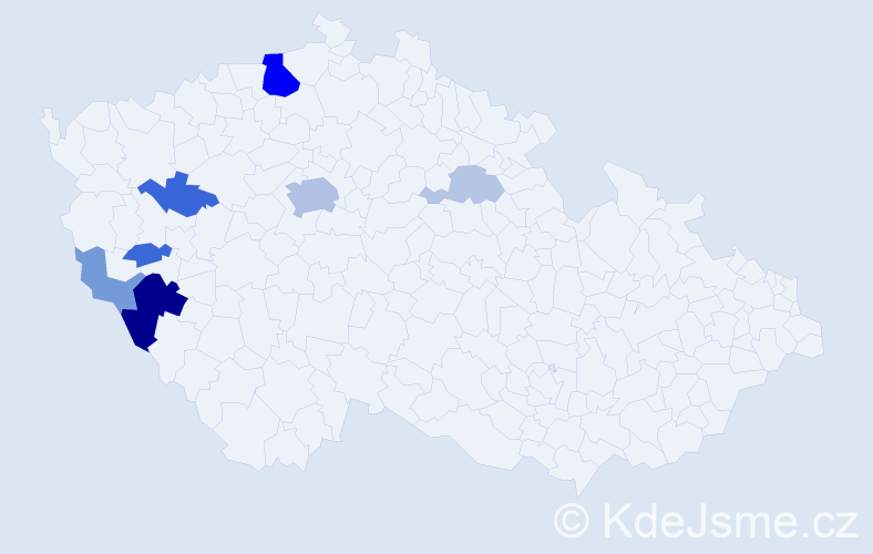 Příjmení: 'Kroa', počet výskytů 21 v celé ČR
