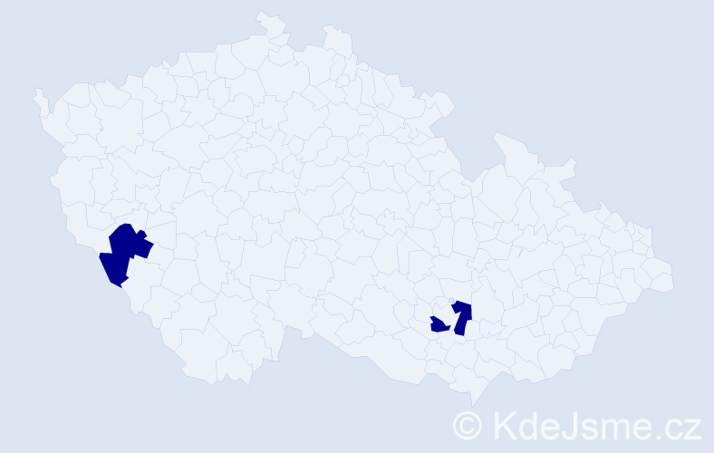 Příjmení: 'Tsekot', počet výskytů 2 v celé ČR