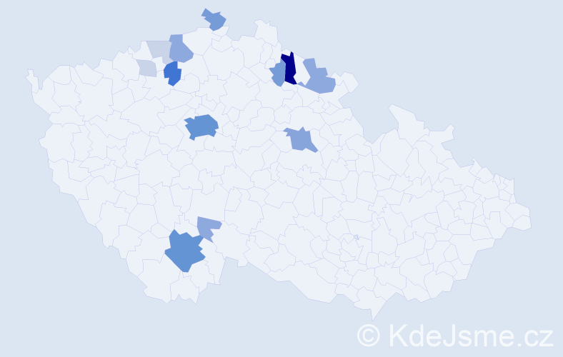 Příjmení: 'Kosáček', počet výskytů 49 v celé ČR