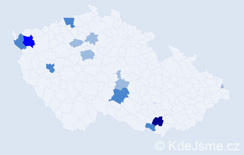 Příjmení: 'Kanev', počet výskytů 22 v celé ČR