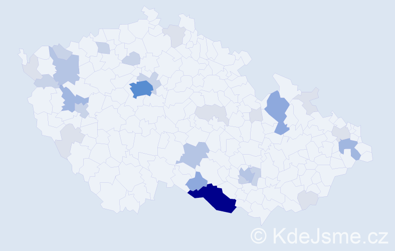 Příjmení: 'Meister', počet výskytů 90 v celé ČR