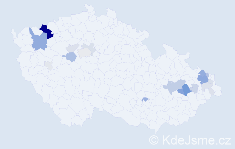 Příjmení: 'Klimčáková', počet výskytů 49 v celé ČR