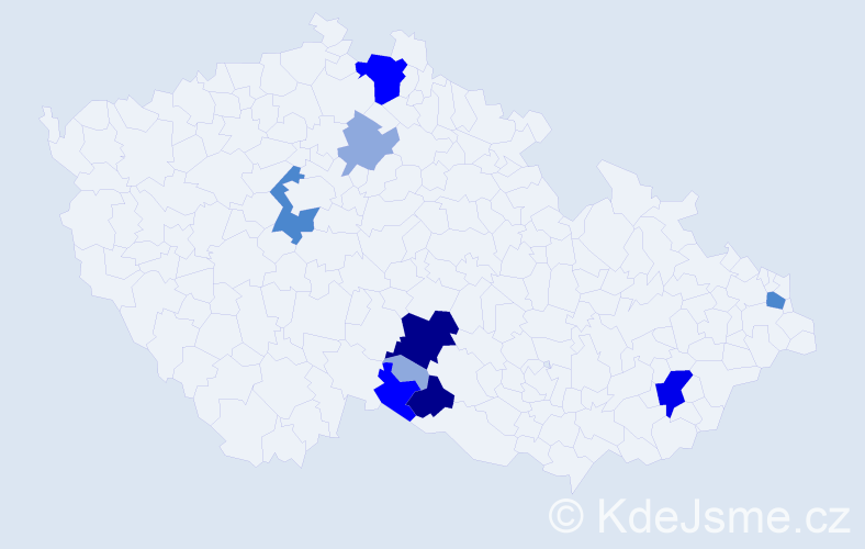 Příjmení: 'Krupil', počet výskytů 33 v celé ČR