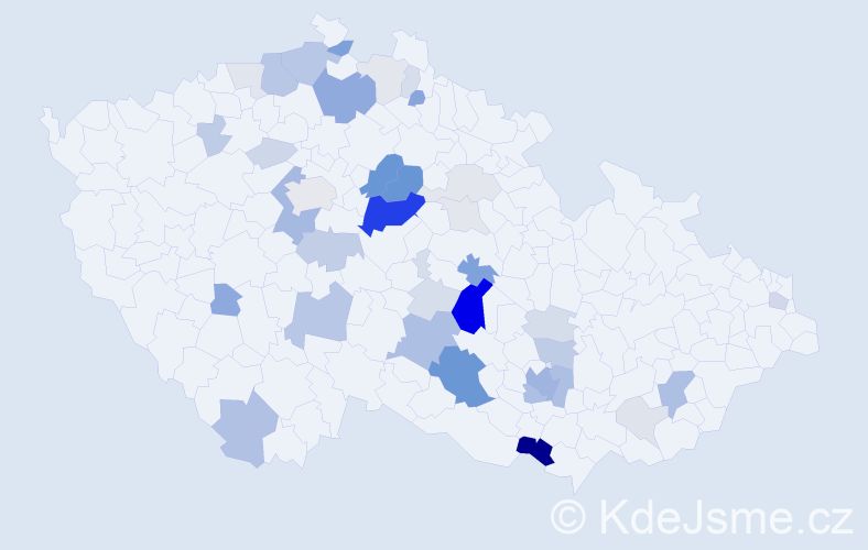 Příjmení: 'Škarvada', počet výskytů 129 v celé ČR