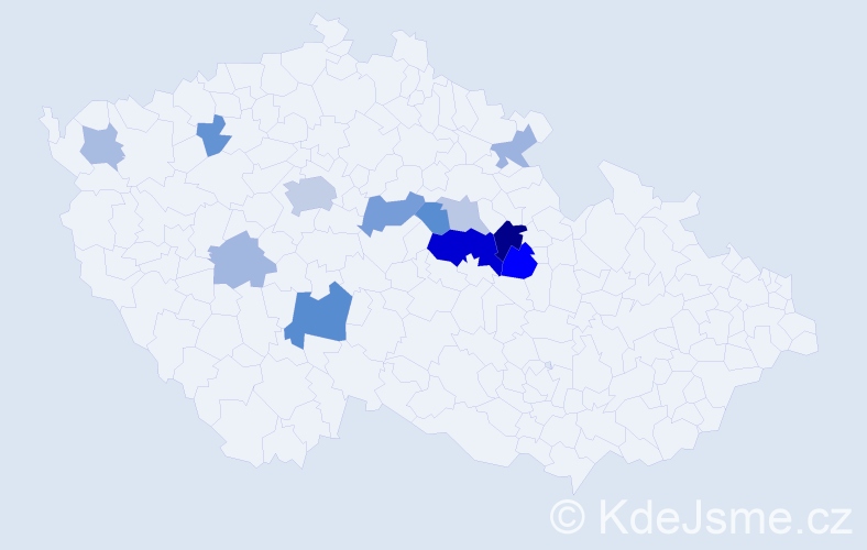 Příjmení: 'Tefrová', počet výskytů 28 v celé ČR