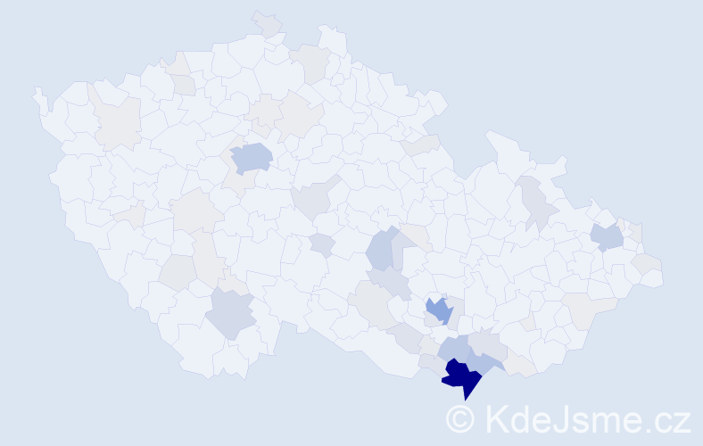 Příjmení: 'Průdková', počet výskytů 254 v celé ČR