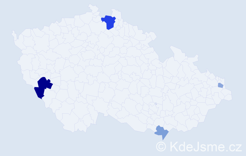 Příjmení: 'Vaček', počet výskytů 9 v celé ČR