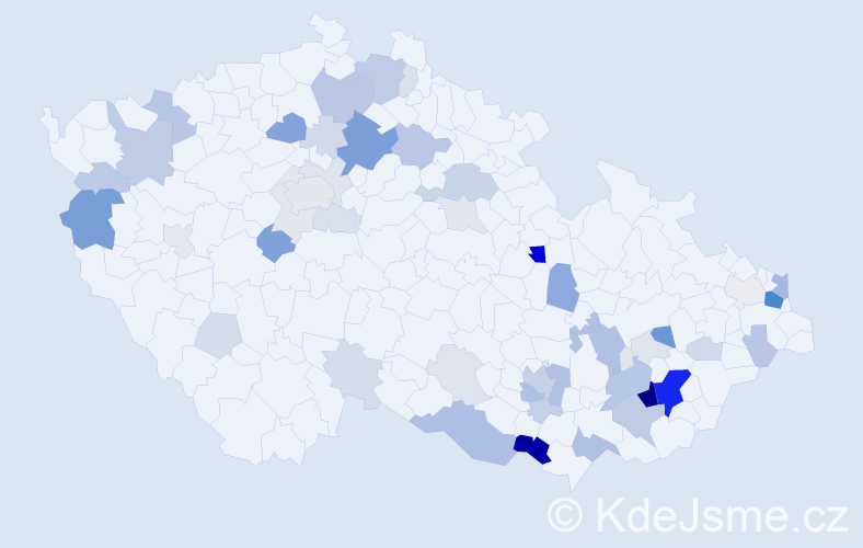 Příjmení: 'Kadlečíková', počet výskytů 157 v celé ČR
