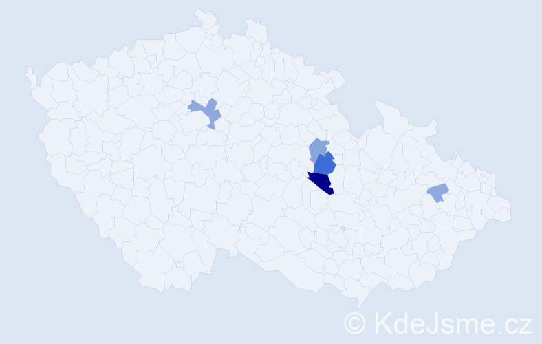 Příjmení: 'Honzálková', počet výskytů 18 v celé ČR