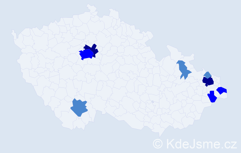 Příjmení: 'Michňák', počet výskytů 15 v celé ČR