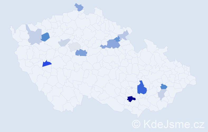 Příjmení: 'Suchán', počet výskytů 25 v celé ČR