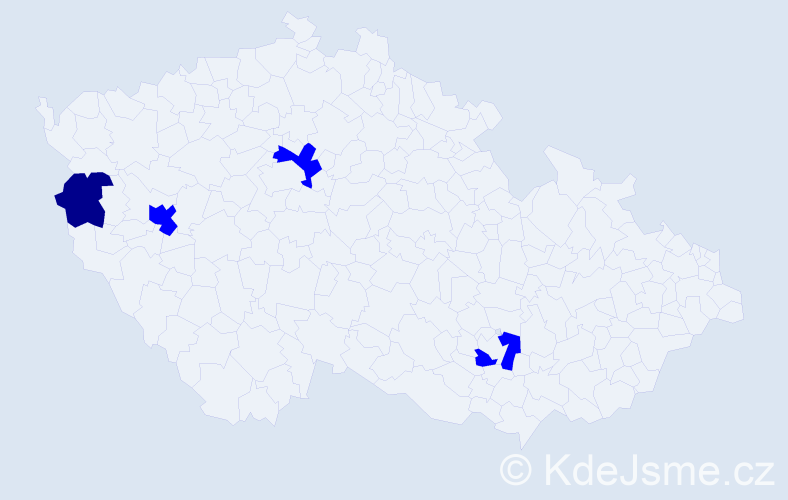 Příjmení: 'Tekin', počet výskytů 5 v celé ČR
