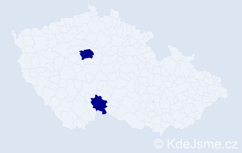 Příjmení: 'Danney', počet výskytů 2 v celé ČR