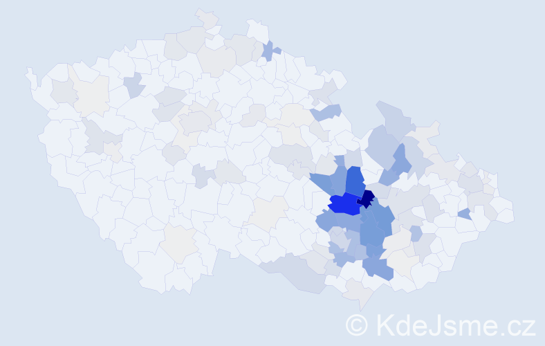 Příjmení: 'Klíč', počet výskytů 458 v celé ČR