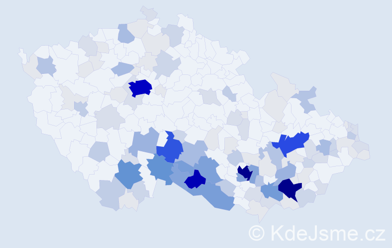 Příjmení: 'Daňhelová', počet výskytů 480 v celé ČR