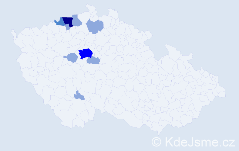 Příjmení: 'Gaubeová', počet výskytů 19 v celé ČR
