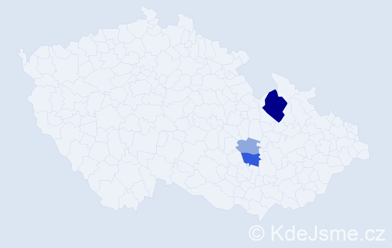 Příjmení: 'Vykonal', počet výskytů 9 v celé ČR