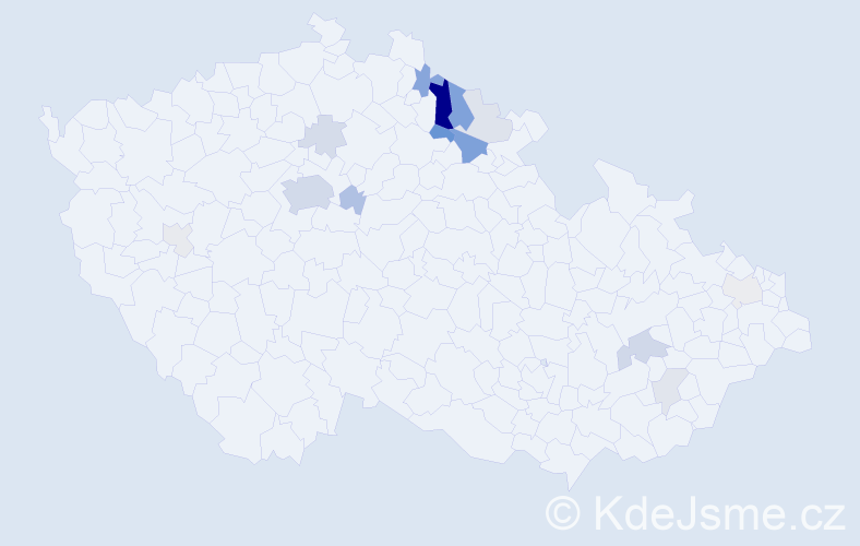 Příjmení: 'Buďárková', počet výskytů 44 v celé ČR