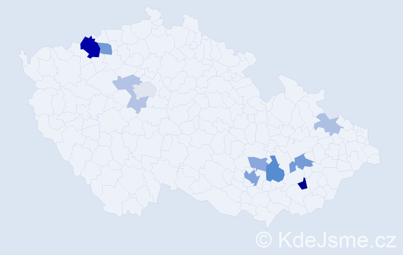 Příjmení: 'Mitev', počet výskytů 26 v celé ČR