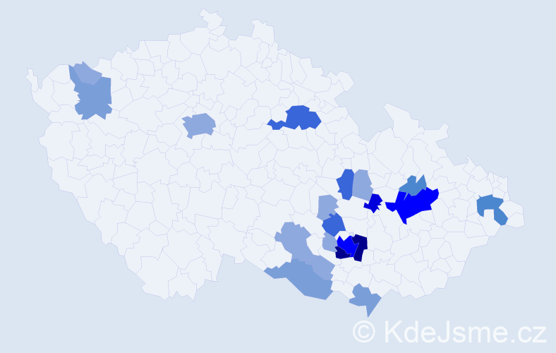 Příjmení: 'Haviger', počet výskytů 54 v celé ČR