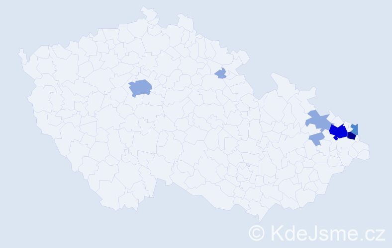 Příjmení: 'Komenderová', počet výskytů 20 v celé ČR