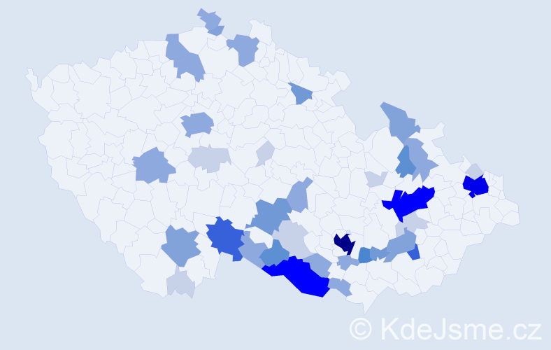 Příjmení: 'Seitl', počet výskytů 125 v celé ČR