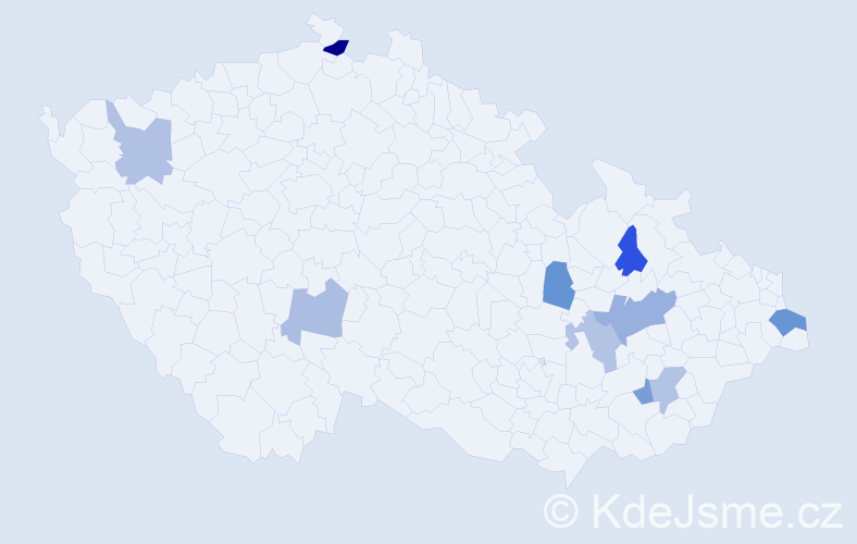 Příjmení: 'Bačiková', počet výskytů 13 v celé ČR