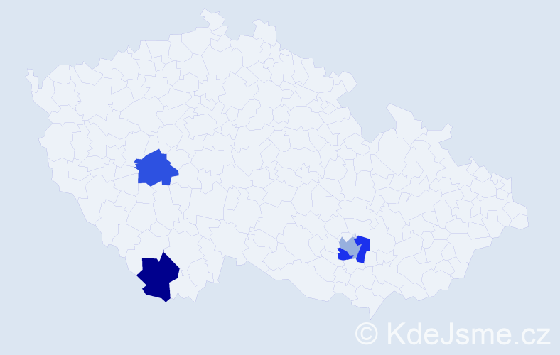Příjmení: 'Muth', počet výskytů 4 v celé ČR