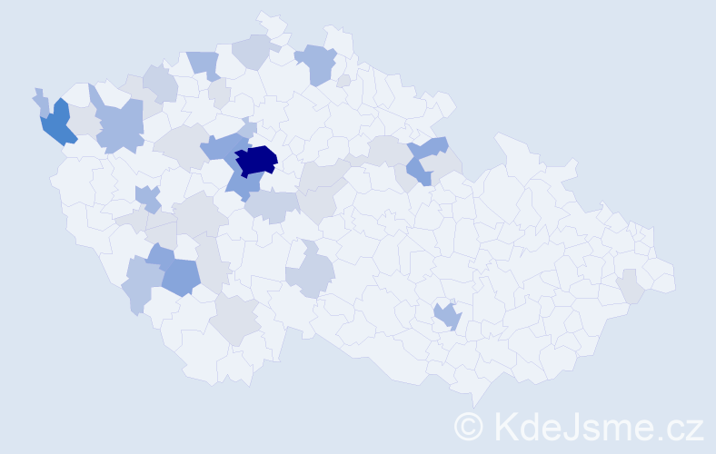Příjmení: 'Kába', počet výskytů 127 v celé ČR