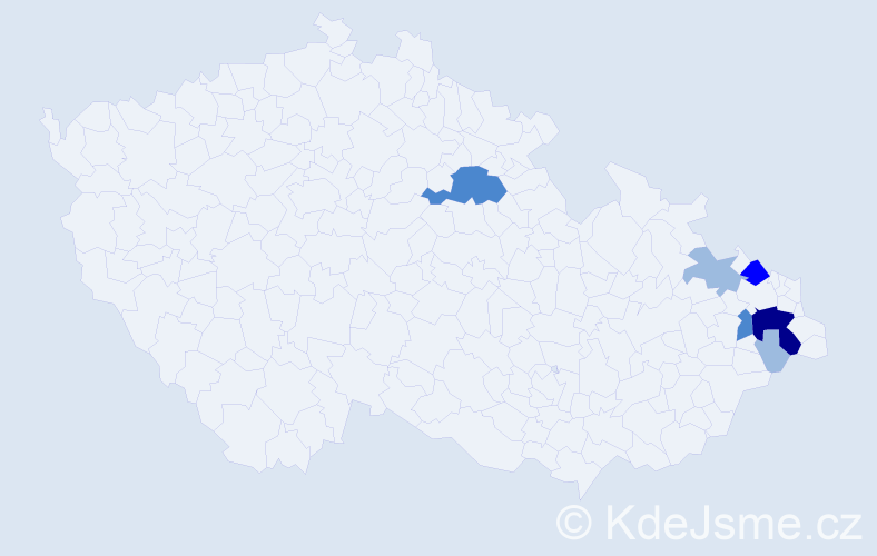 Příjmení: 'Brojáčová', počet výskytů 13 v celé ČR