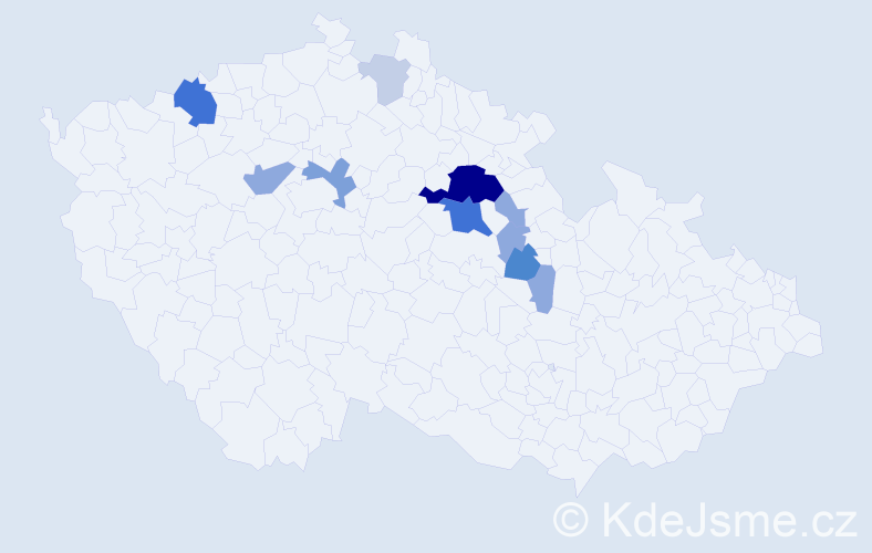 Příjmení: 'Kunart', počet výskytů 40 v celé ČR