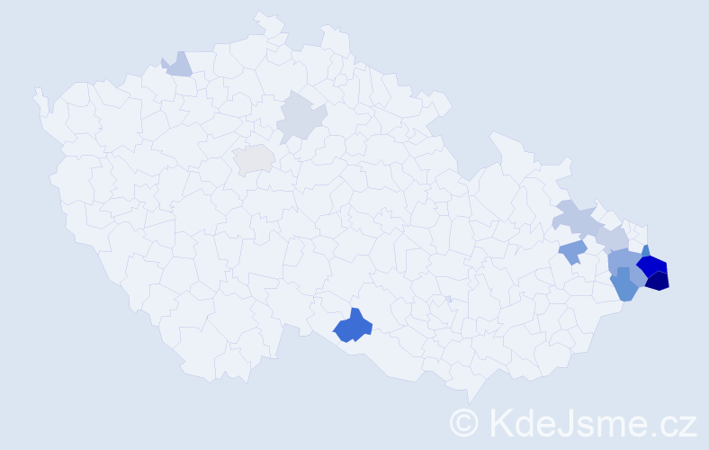 Příjmení: 'Wojtyla', počet výskytů 40 v celé ČR