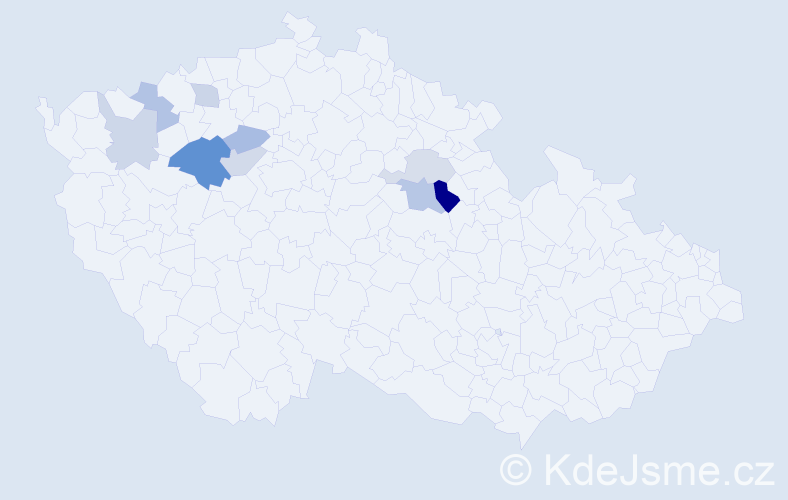 Příjmení: 'Číhař', počet výskytů 15 v celé ČR
