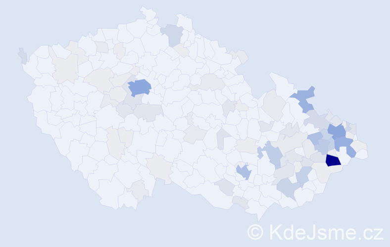 Příjmení: 'Vojkůvka', počet výskytů 386 v celé ČR