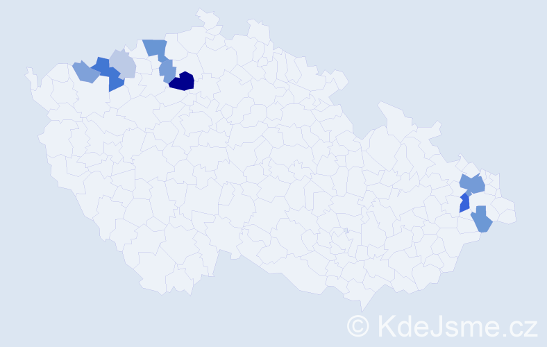 Příjmení: 'Teichert', počet výskytů 26 v celé ČR